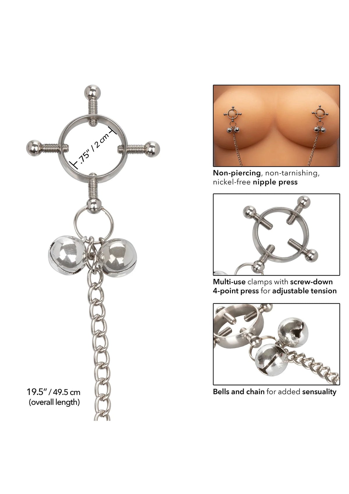 Bestel: 4 Point Nipple Press With Bells by CalExotics - bij Happytoys: de erotische sex webshop | liever Happy dan Easy ⭐⭐⭐⭐⭐