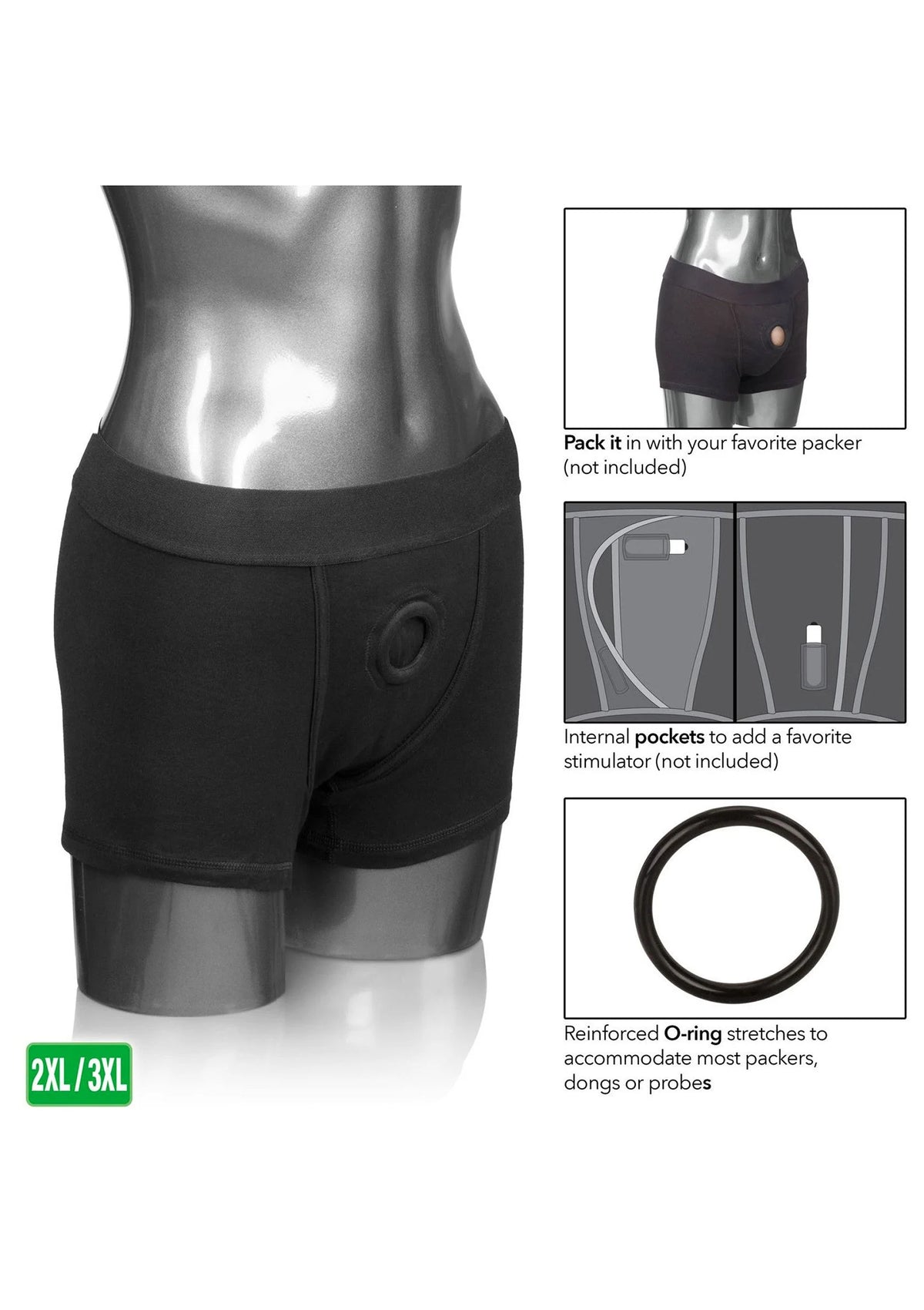 Bestel: Boxer Brief Harness for pegging by CalExotics - bij Happytoys: de erotische sex webshop | liever Happy dan Easy ⭐⭐⭐⭐⭐ - XS/S - 13486 - BLACK - XS/S