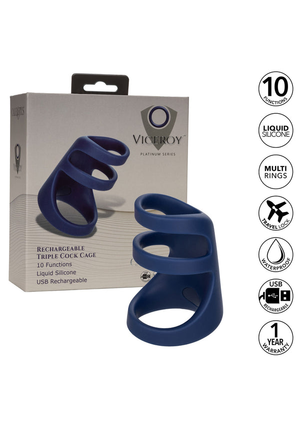 Rechargeable Triple Cock Cage by CalExotics ViceRoy