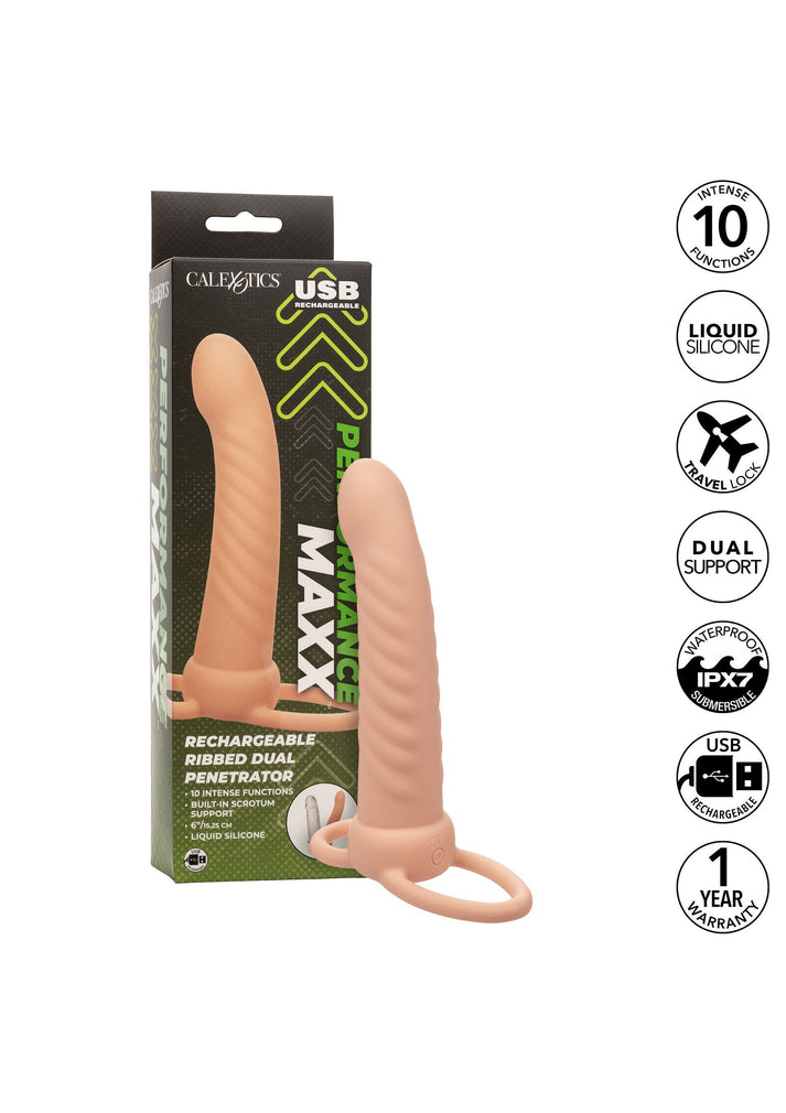 Ribbed Dual Penetrator by CalExotics Performance Maxx