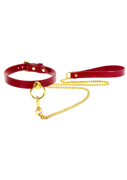 O-Ring Collar and Chain Leash by Taboom Bondage In Luxury