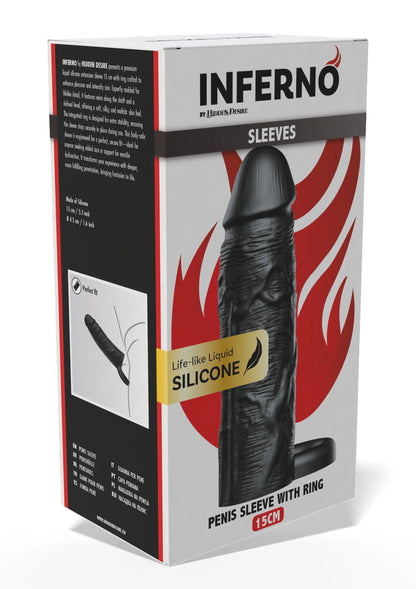 Bestel: Penis Sleeve Liquid Silicone Ring 15 cm by Hidden Desire Inferno - bij Happytoys.nl, happytoys.be, Happytoys.ae: erotische sex webshop | liever Happy dan Easy ⭐⭐⭐⭐⭐
