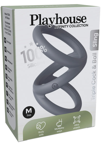 Bestel: Triple Cock & Ball Sling Medium by Playhouse Affinity - bij Happytoys: de erotische sex webshop | liever Happy dan Easy ⭐⭐⭐⭐⭐ - Default Title - 25608 - GREY
