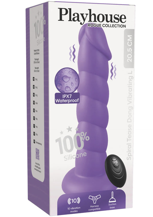Bestel: Spiral Tease Vibrating Dong Silicone L by Playhouse Rogue - bij Happytoys.nl, happytoys.be, Happytoys.ae: erotische sex webshop | liever Happy dan Easy ⭐⭐⭐⭐⭐