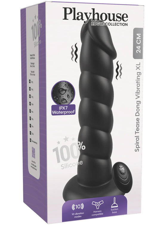 Bestel: Spiral Tease Vibrating Dong Silicone XL by Playhouse Rogue - bij Happytoys.nl, happytoys.be, Happytoys.ae: erotische sex webshop | liever Happy dan Easy ⭐⭐⭐⭐⭐