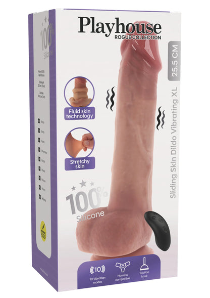 Sliding Skin Vibrating Dildo Silicone XL by Playhouse Rogue