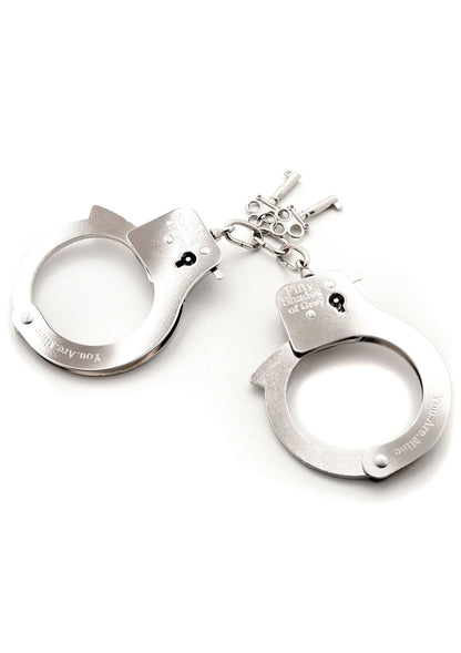 Bestel: You Are Mine Metal Handcuffs Fifty Shades of Grey - bij Happytoys: de erotische sex webshop | liever Happy dan Easy ⭐⭐⭐⭐⭐ - Default Title - 29037 - SILVER