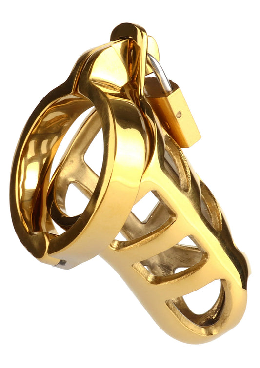 Bestel: Brutal Chastity Cage Gold by Mr. Steel - bij Happytoys: de erotische sex webshop | liever Happy dan Easy ⭐⭐⭐⭐⭐ - Default Title - 38344 - GOLD