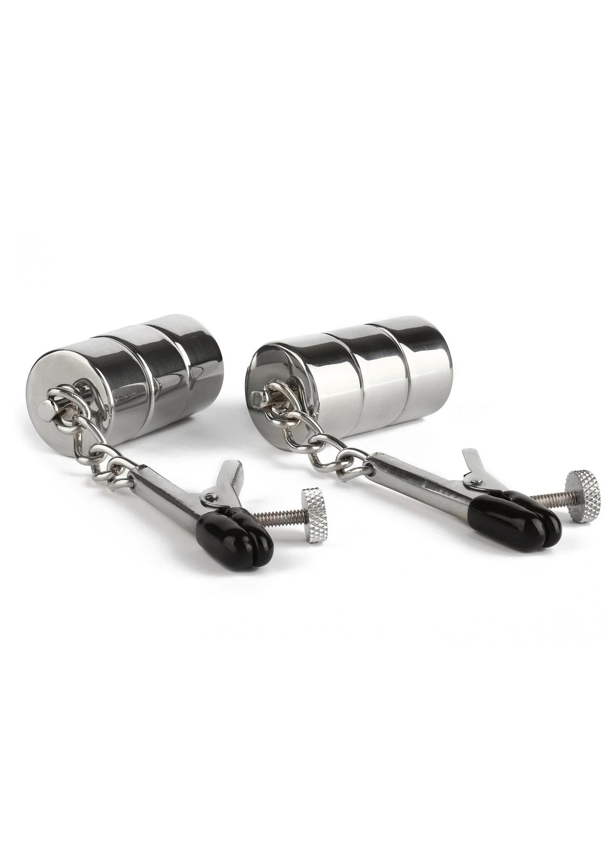 Bestel: Aligator Nipple Clamps Weights by Mr. Steel - bij Happytoys: de erotische sex webshop | liever Happy dan Easy ⭐⭐⭐⭐⭐ - Default Title - 38417 - SILVER