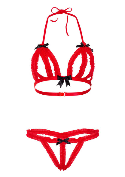 Peek-a-boo Ruffle Bra & Panty by Daring Intimates