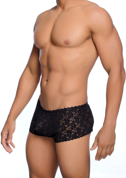 Bestel: Rose Lace Boy Short by MOB Eroticwear - bij Happytoys.nl, happytoys.be, Happytoys.ae: erotische sex webshop | liever Happy dan Easy ⭐⭐⭐⭐⭐ - Zwart - L/XL - 81329 - BLACK - L/XL