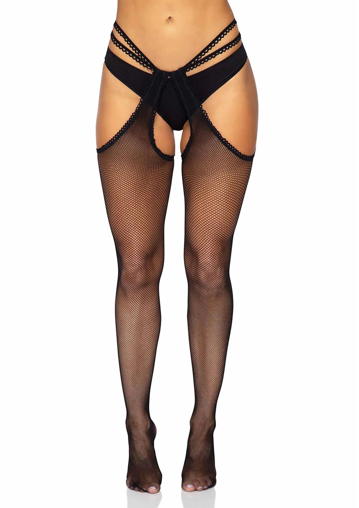Scalloped Fishnet Suspender Hose