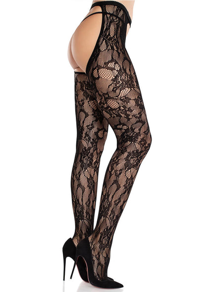 Bestel: Rose Lace Crotchless Tights with Open Back - bij Happytoys: de erotische sex webshop | liever Happy dan Easy ⭐⭐⭐⭐⭐