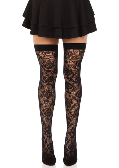 Wild Rose Net Thigh Highs