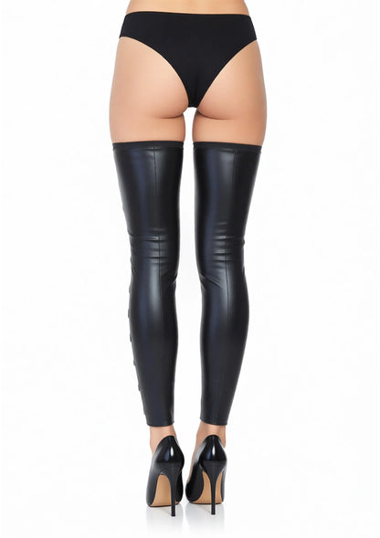 Wetlook Footless Lace Up Thigh by Leg Avenue