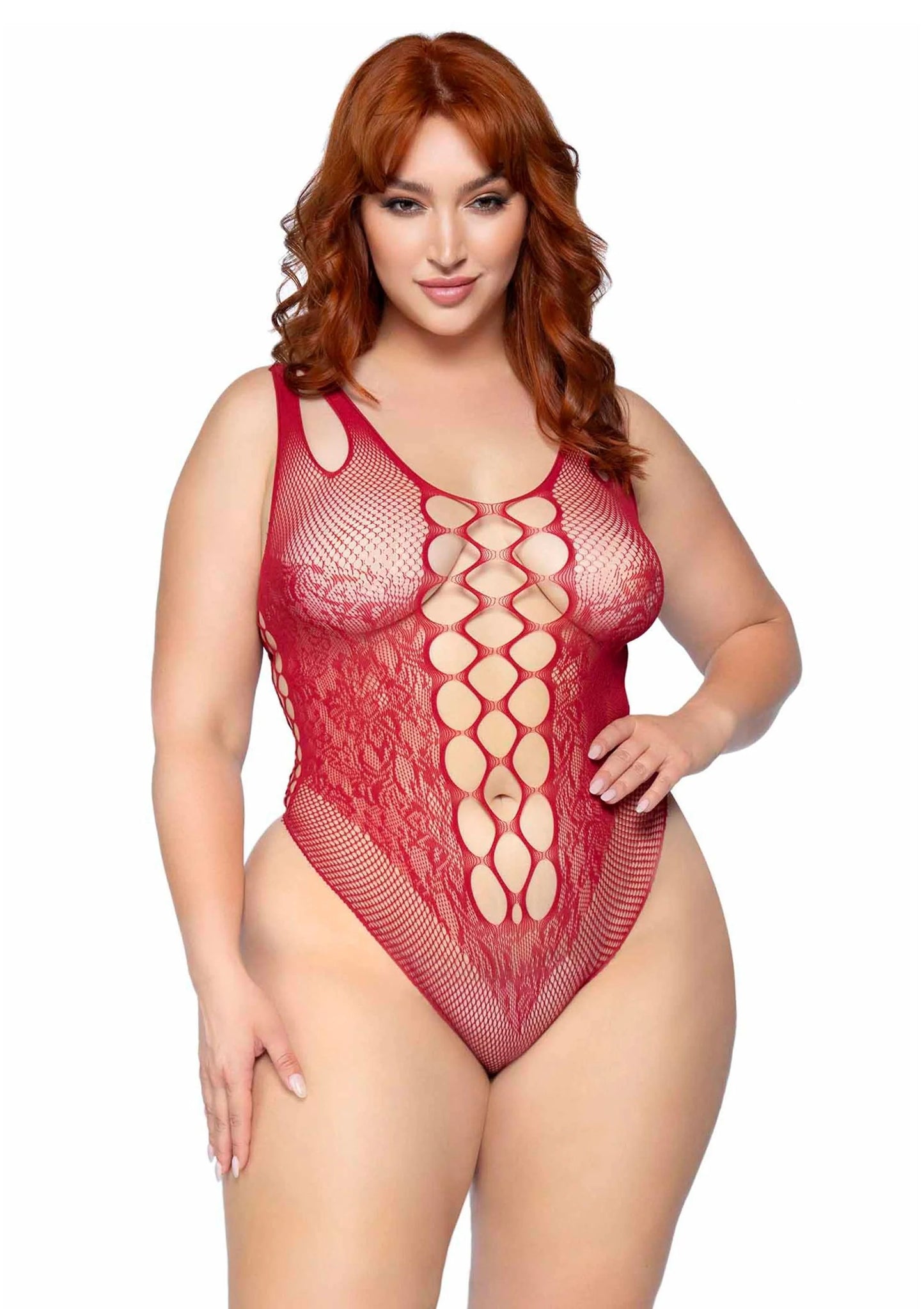 Beste vandaag nog: Plus Seamless Bodysuit with Shoulder Straps - bij Happytoys Sexshop: online sex shop for Feeling Happy & Easy 😊 - Default Title - 82030 - RED - 1X/2X