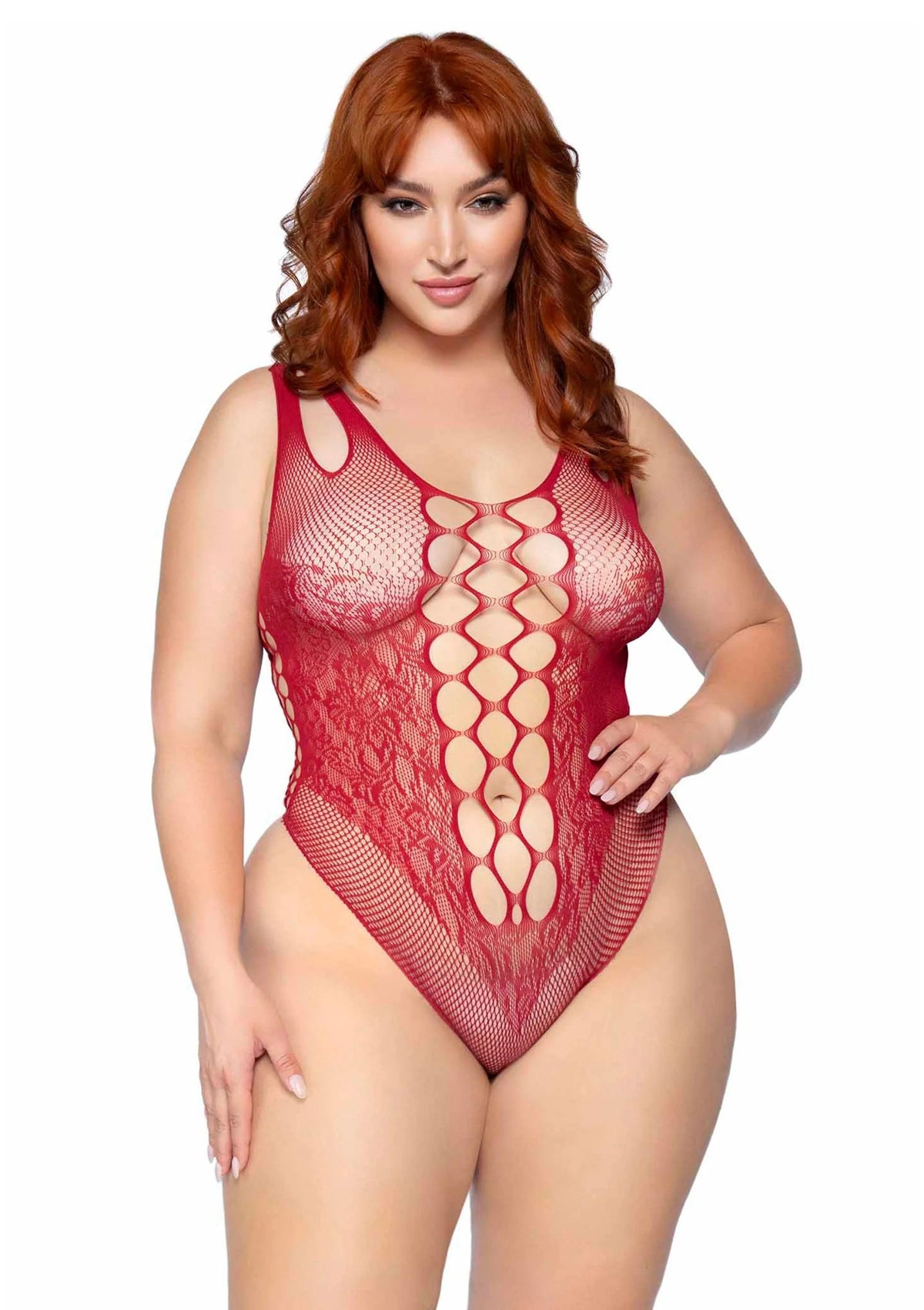 Beste vandaag nog: Plus Seamless Bodysuit with Shoulder Straps - bij Happytoys Sexshop: online sex shop for Feeling Happy & Easy 😊 - Default Title - 82030 - RED - 1X/2X
