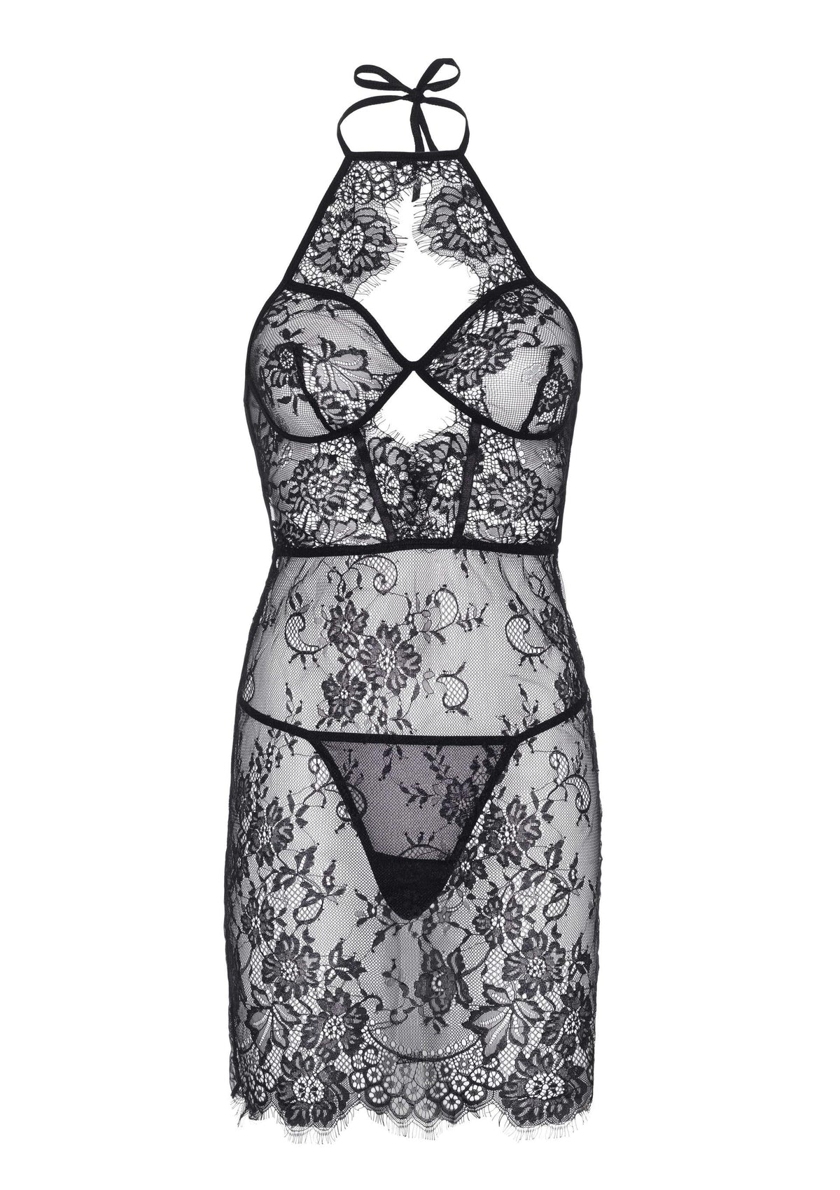 Dress with Scalloped Lace and String