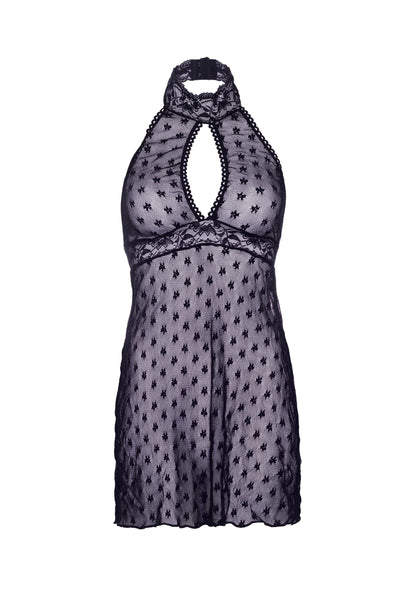 Lace Trimmed Halter Babydoll