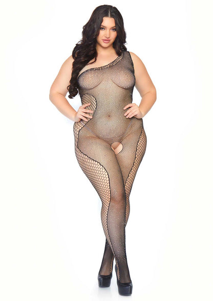 Plus Bodystocking with Net Accent