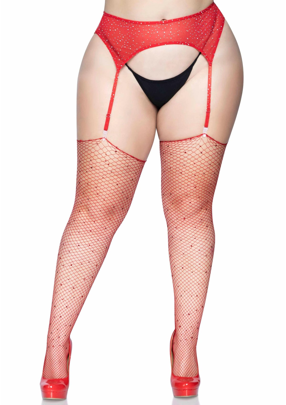 Plus Rhinestone Fishnet Stockings