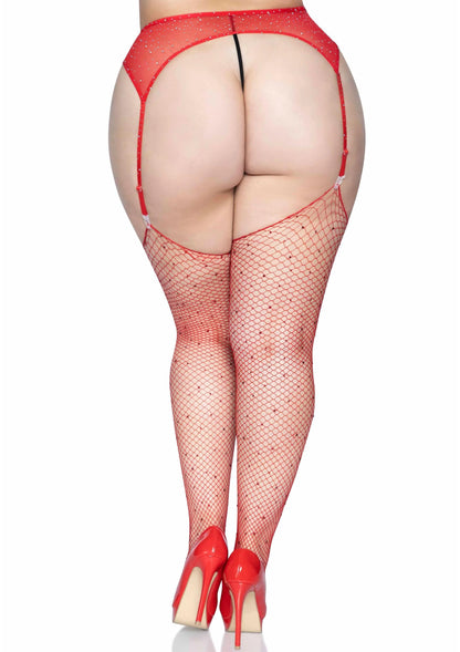 Plus Rhinestone Fishnet Stockings