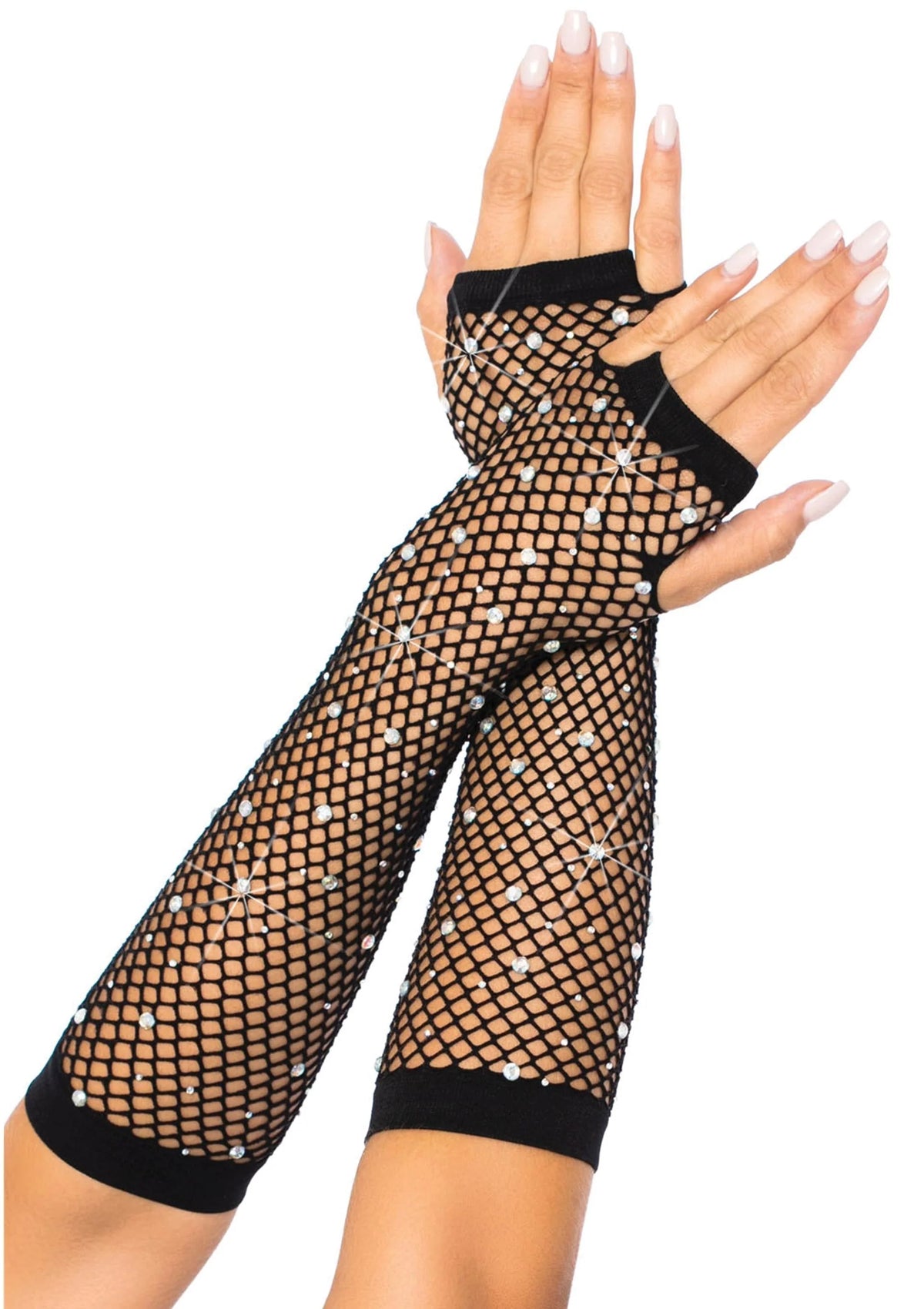 Rhinestone Fishnet Arm Warmers