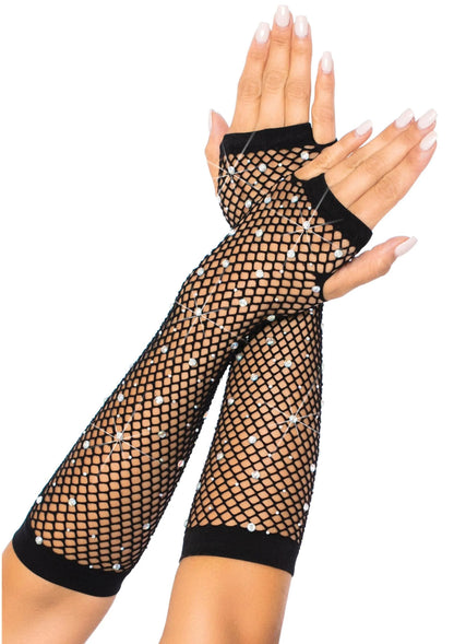 Bestel: Rhinestone Fishnet Arm Warmers by Leg Avenue - bij Happytoys.nl, happytoys.be, Happytoys.ae: erotische sex webshop | liever Happy dan Easy ⭐⭐⭐⭐⭐ - Default Title - 82111 - BLACK - O/S