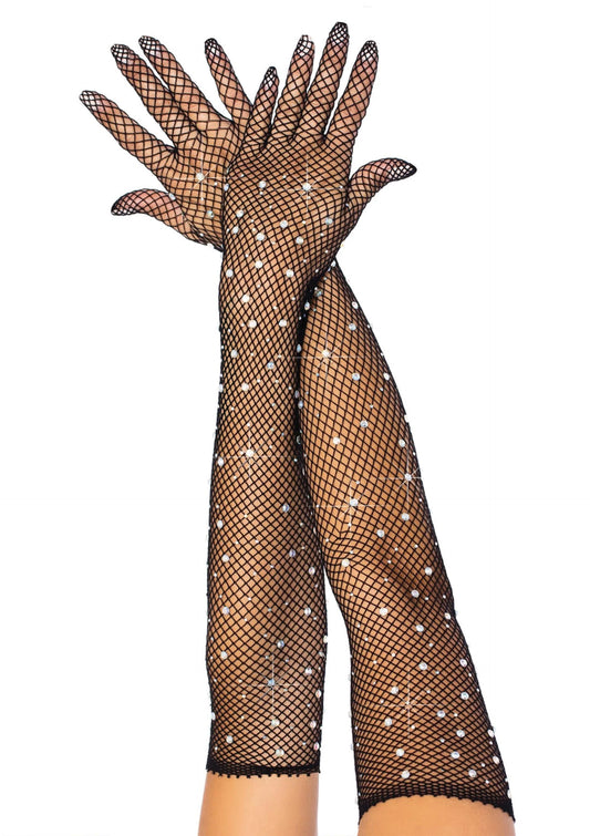 Beste vandaag nog: Rhinestone Fishnet Opera Length Gloves - bij Happytoys Sexshop: online sex shop for Feeling Happy & Easy 😊 - Default Title - 82112 - BLACK - O/S