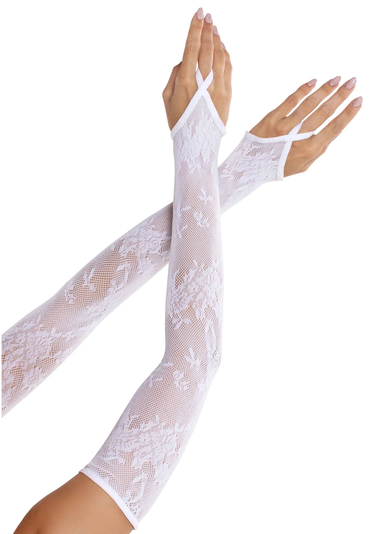 Beste vandaag nog: Floral Net Extra Long Gauntlet Arm Warmers - bij Happytoys Sexshop: online sex shop for Feeling Happy & Easy 😊 - Default Title - 82113 - WHITE - O/S