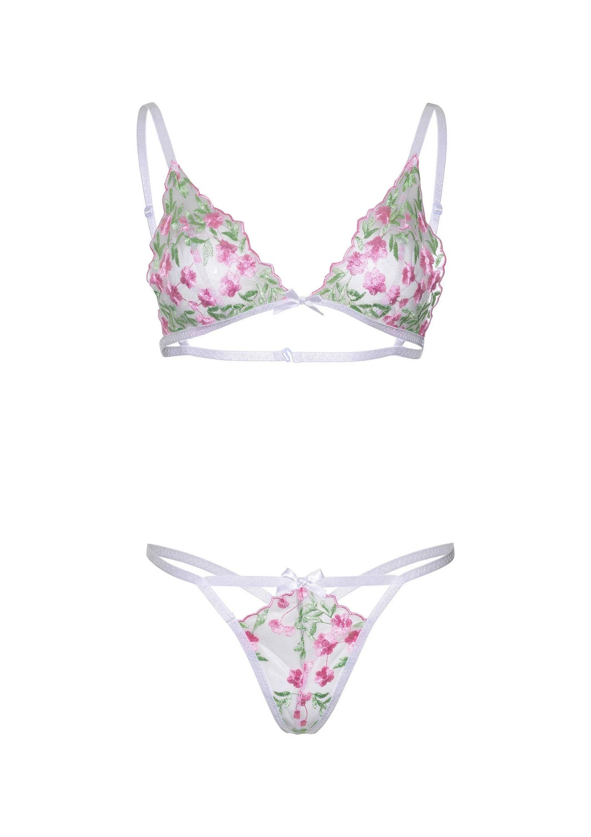 Bestel: Floral Sheer Bra and String - bij Happytoys: de erotische sex webshop | liever Happy dan Easy ⭐⭐⭐⭐⭐