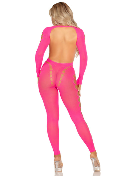 Opaque Cut-Out Footless Bodystocking