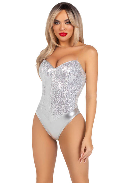 Sequin Boned Crotch Bodysuit by Leg Avenue