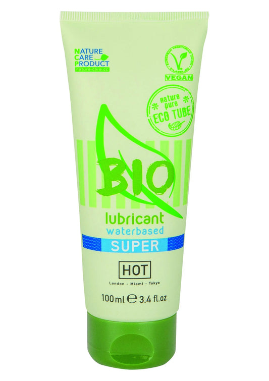Groene/witte tube met Bio glijmiddel Waterbased Super Hot, 100 ml inhoud