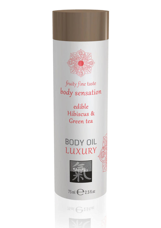 Bestel: Luxury Edible Body Oil 75 ml - bij Happytoys: de erotische sex webshop | liever Happy dan Easy ⭐⭐⭐⭐⭐