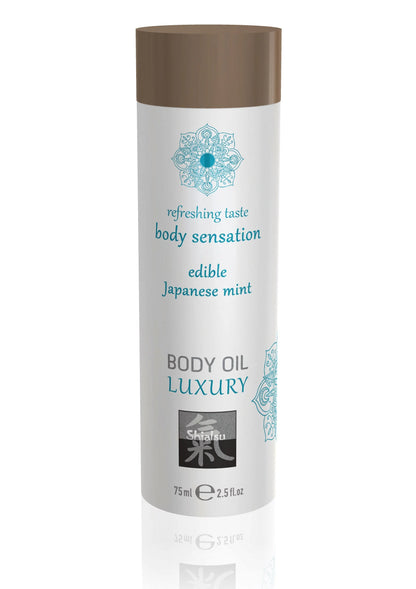 Bestel: Luxury Edible Body Oil 75 ml - bij Happytoys: de erotische sex webshop | liever Happy dan Easy ⭐⭐⭐⭐⭐ - Default Title - 90451 - MINT - 75