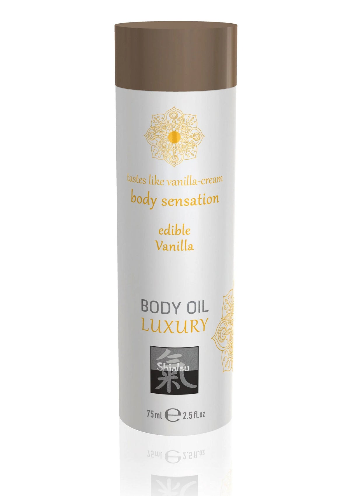 Bestel: Luxury Edible Body Oil 75 ml - bij Happytoys: de erotische sex webshop | liever Happy dan Easy ⭐⭐⭐⭐⭐ - Default Title - 90451 - VANILLA - 75