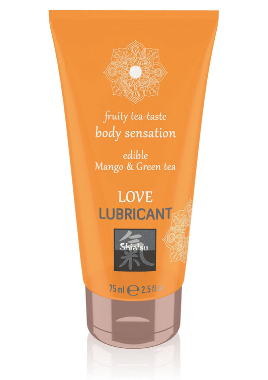 Eetbaar glijmiddel in sinaasappeloranje tube met mango & groene thee, 75 ml