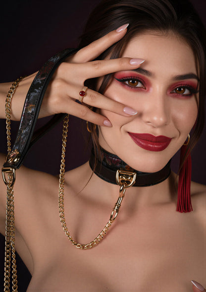 Bestel: Floral Jacquard Collar & Leash by Geisha - bij Happytoys.nl, happytoys.be, Happytoys.ae: erotische sex webshop | liever Happy dan Easy ⭐⭐⭐⭐⭐