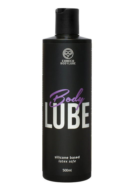 Siliconen lichaamslube Cobeco 500 ml, zwarte fles met Body LUBE-vooretiket
