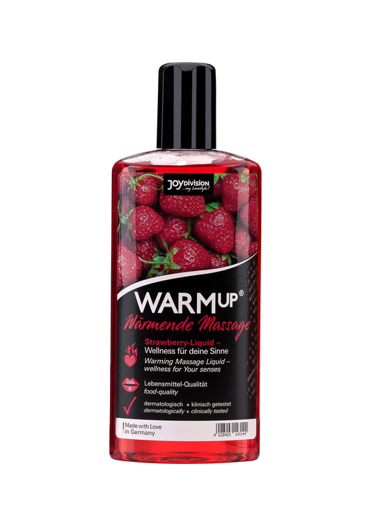 Bestel: Warmup Massage Oil 150 ml by Joy Division - bij Happytoys: de erotische sex webshop | liever Happy dan Easy ⭐⭐⭐⭐⭐ - Strawberry - 93539 - STRAWBERRY - 150