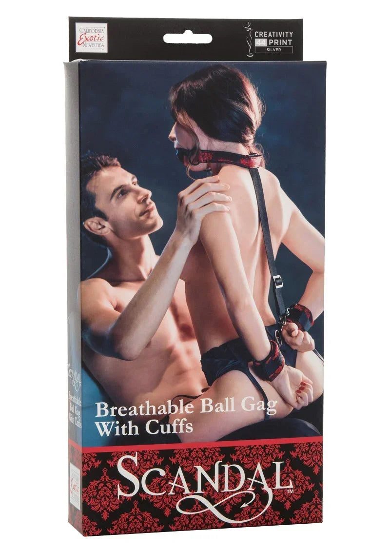 CalExoticsScandalBreathableBallGagMetHandboeien2 @ Happytoys Sexshop: online sex shop for Feeling Happy & Easy 😊 the erotic store owned by a woman