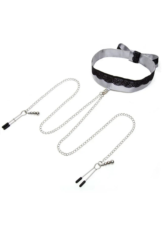 FiftyShadesofGreyPlayNiceSatin_LaceCollar_NippleClamps1 @ Happytoys Sexshop: online sex shop for Feeling Happy & Easy 😊 the erotic store owned by a woman
