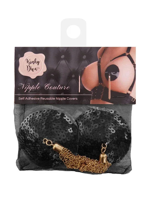 SequinNippleCoverswChainbyKinkyDiva3 @ Happytoys Sexshop: online sex shop for Feeling Happy & Easy 😊 the erotic store owned by a woman