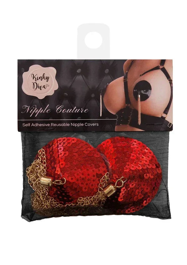 SequinNippleCoverswChainbyKinkyDiva6 @ Happytoys Sexshop: online sex shop for Feeling Happy & Easy 😊 the erotic store owned by a woman