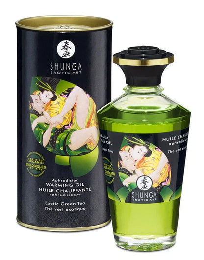 Bestel: Warming Oil - Exotic Green Tea - 100 ml by Shunga - bij Happytoys: de erotische sex webshop | liever Happy dan Easy ⭐⭐⭐⭐⭐