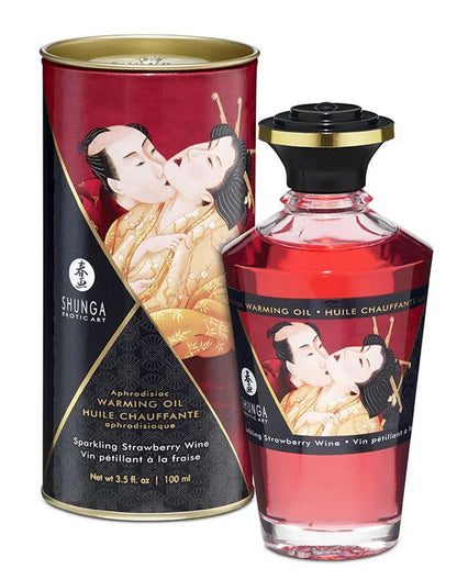 Bestel: Warming Oil - Sparkling Strawberry Wine - 100 ml by Shunga - bij Happytoys: de erotische sex webshop | liever Happy dan Easy ⭐⭐⭐⭐⭐